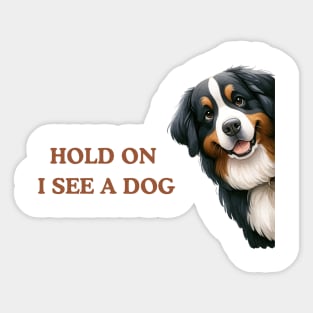 Hold On I See a Dog Bernese Mountain Sticker